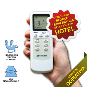 Aervirdis - telecomando speciale per hotel con blocco delle temperature, modello Copiativo