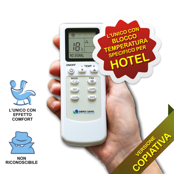 Aervirdis - telecomando speciale per hotel con blocco delle temperature, modello Copiativo